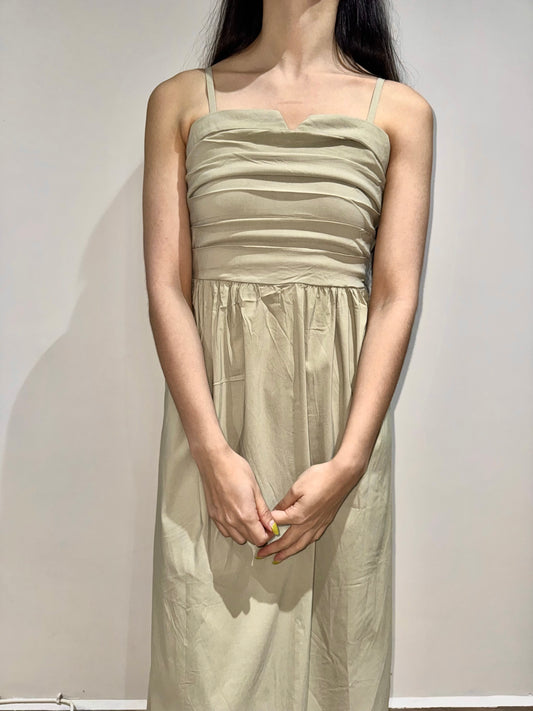 Vestido con Manga Esponjosa, Con Cuello V